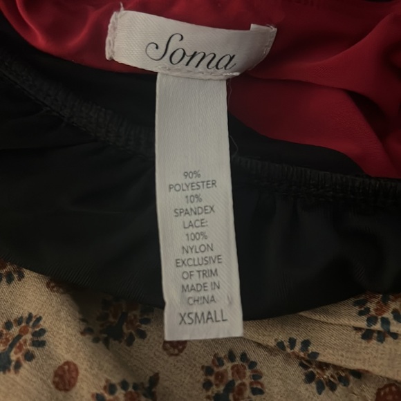 ELEGANT SOMA NIGHTGOWN BLACK RED LACE RHINESTONES XS - Picture 4 of 4